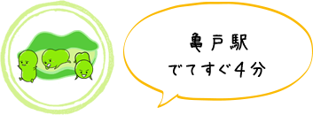 亀戸駅でてすぐ4分